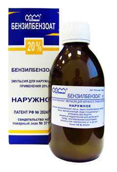 Benzylbensoat för behandling av skabb