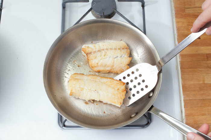 Fried-hake-on-frying pan
