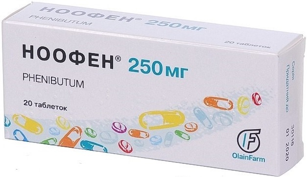 Composition of Noophen: Phenibut 250 mg