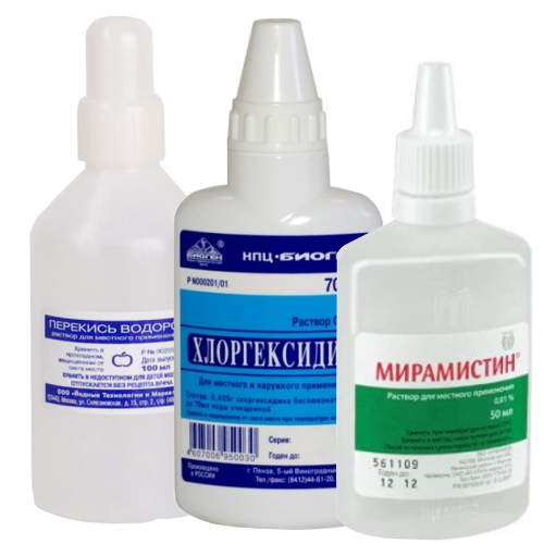 Antiseptische Mittel (Wasserstoffperoxid, Chlorhexidin, miramistin)
