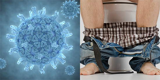 Rotavirus-Infektion und eine Person, die auf der Toilette sitzt