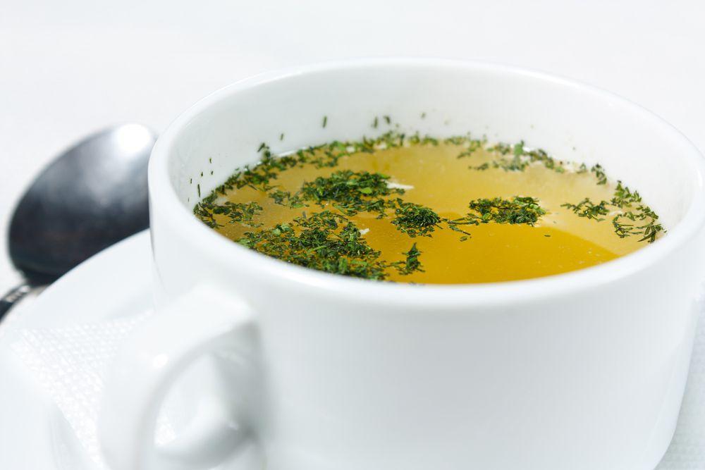 Fat-free meat broth